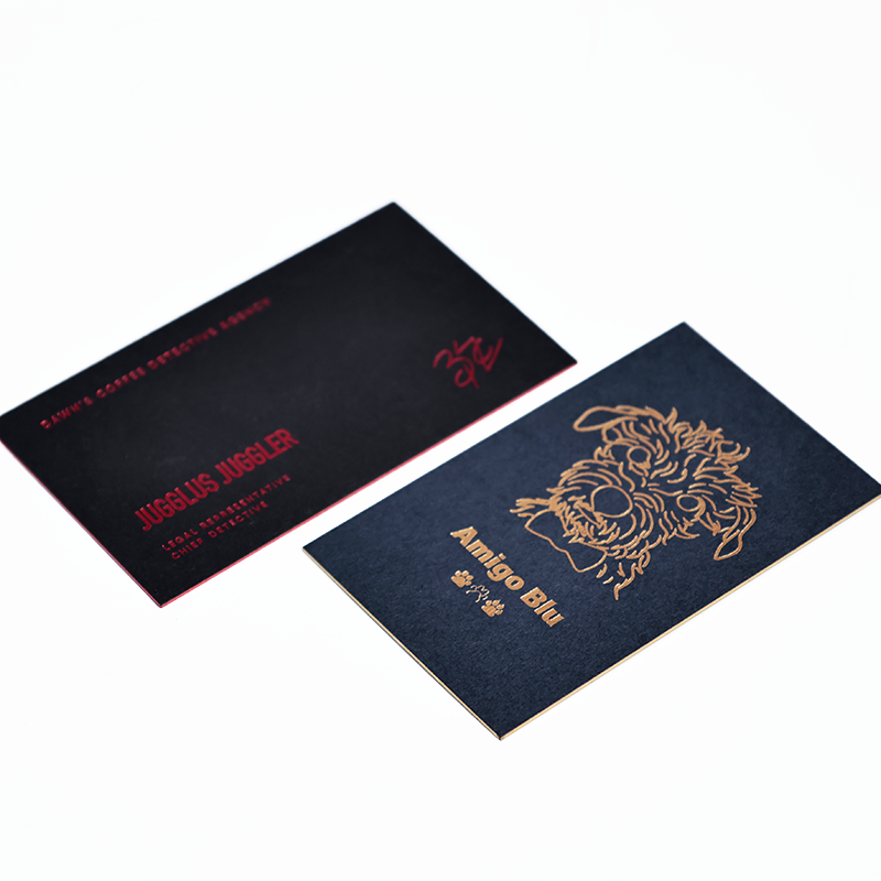 Blue and black card pattern, gold foil on the edges, red Craft