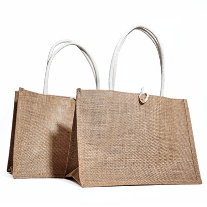 Button closure linen tote bag
