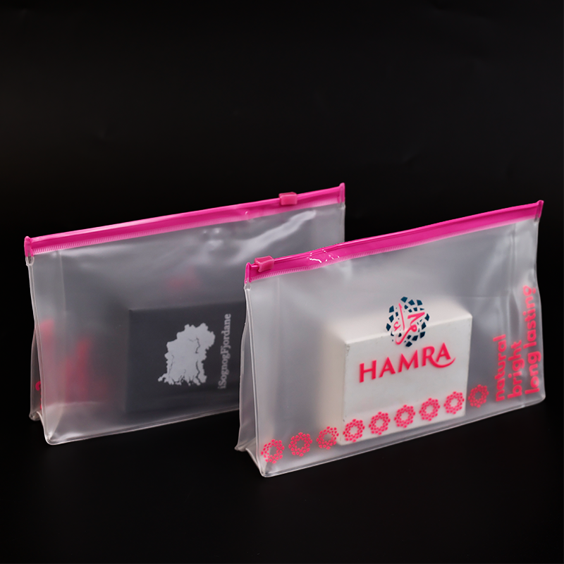 Transparent frosted bottom design pink ziplock bag