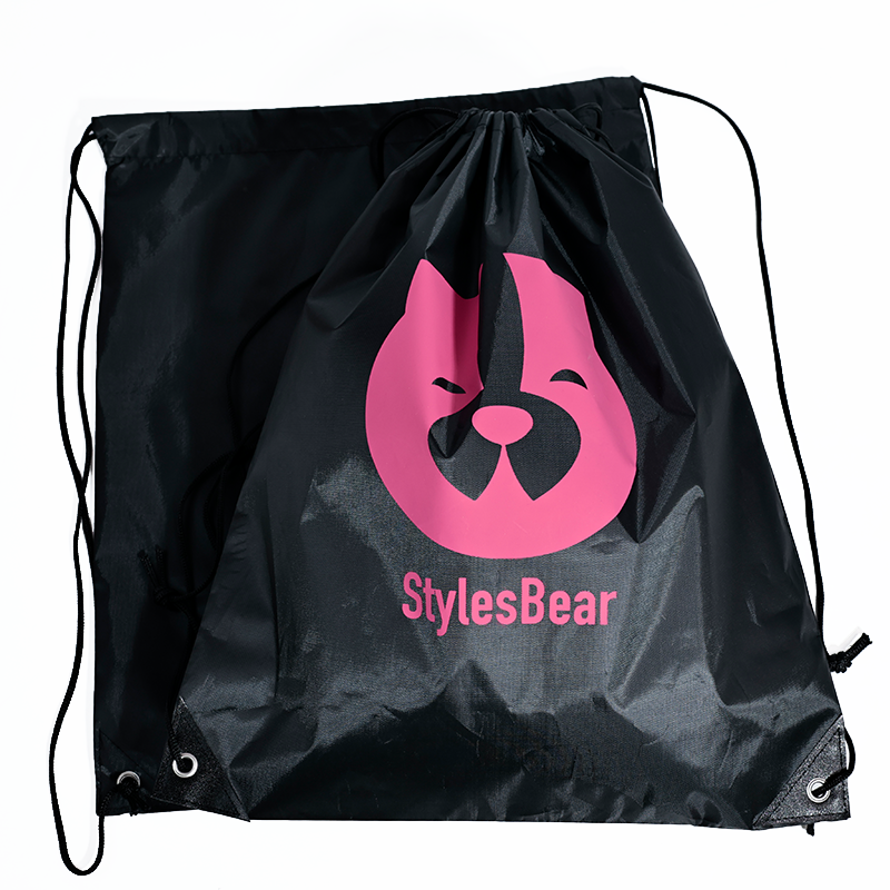 Black polyester backpack bag