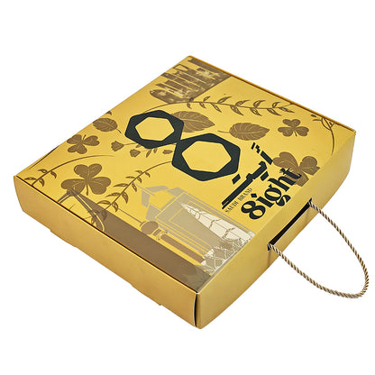 Flip-top airplane box with hand strap design