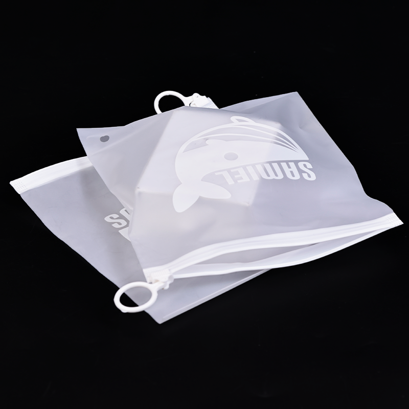 Square white ring zipper white frosted zipper bag