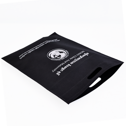 Black non-woven four-finger flat tote bag
