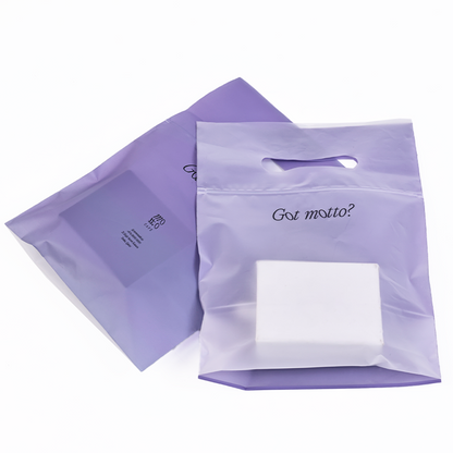 Purple single-sided transparent four-finger hand-held frosted bottom zipper bag