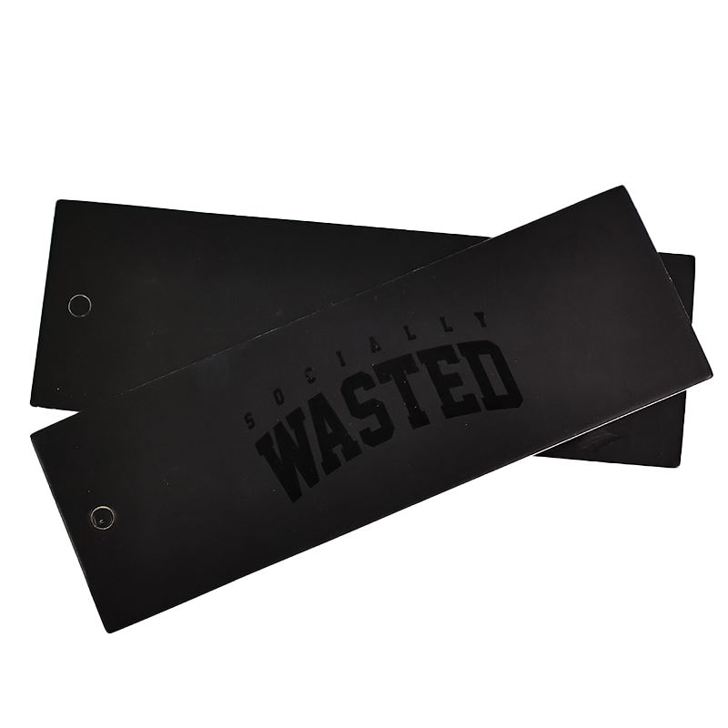 Black long UV printed hangtag