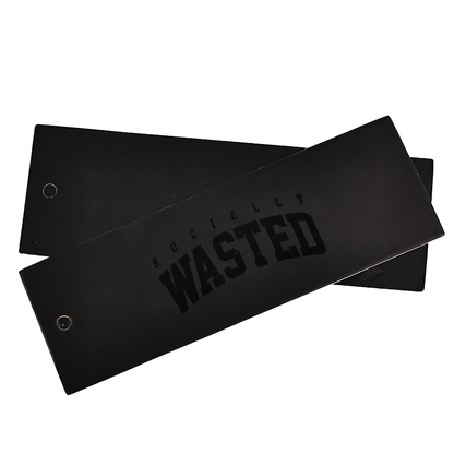 Black long UV printed hangtag