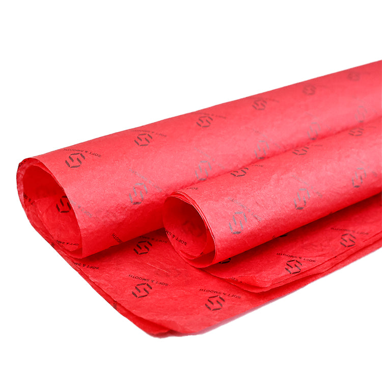 Red wrapping paper with black pattern printing