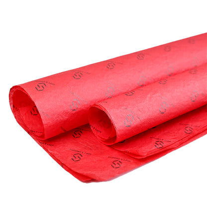 Red wrapping paper with black pattern printing
