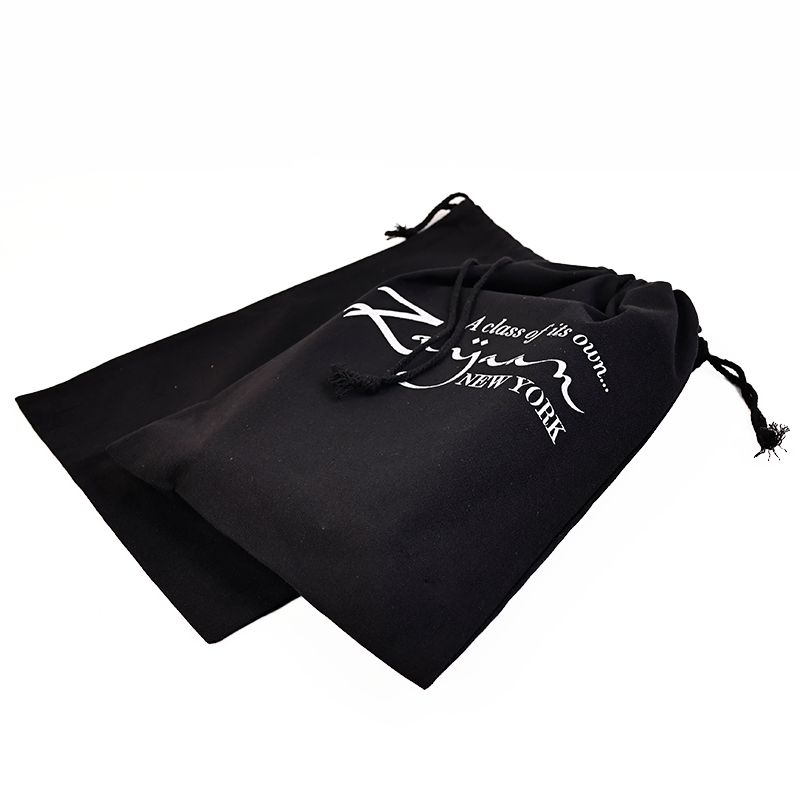 Black cotton drawstring bag