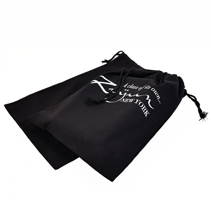 Black cotton drawstring bag