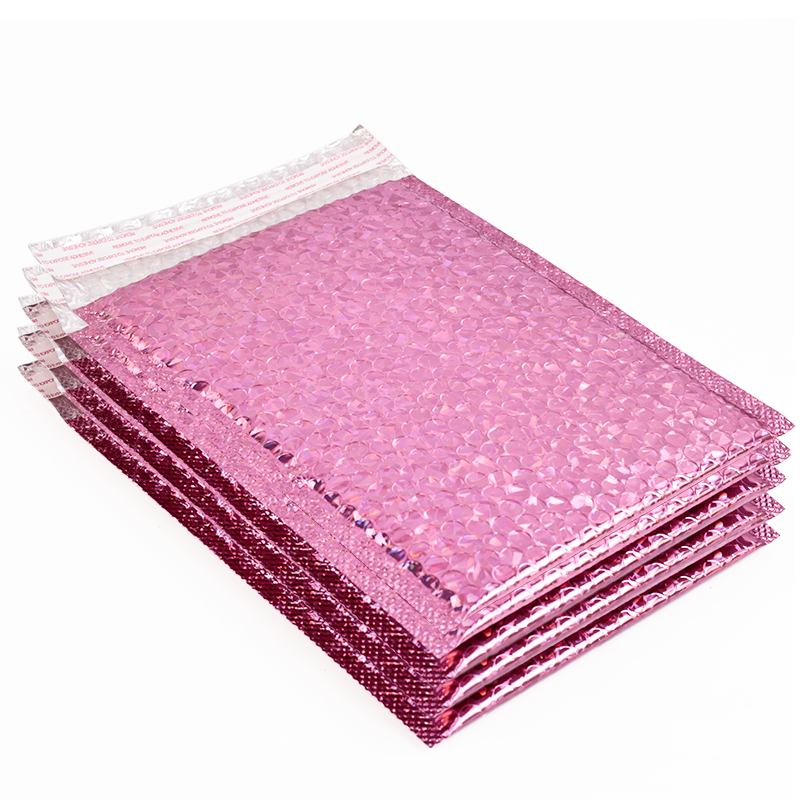Pink laser self-adhesive aluminized bubble courier bag