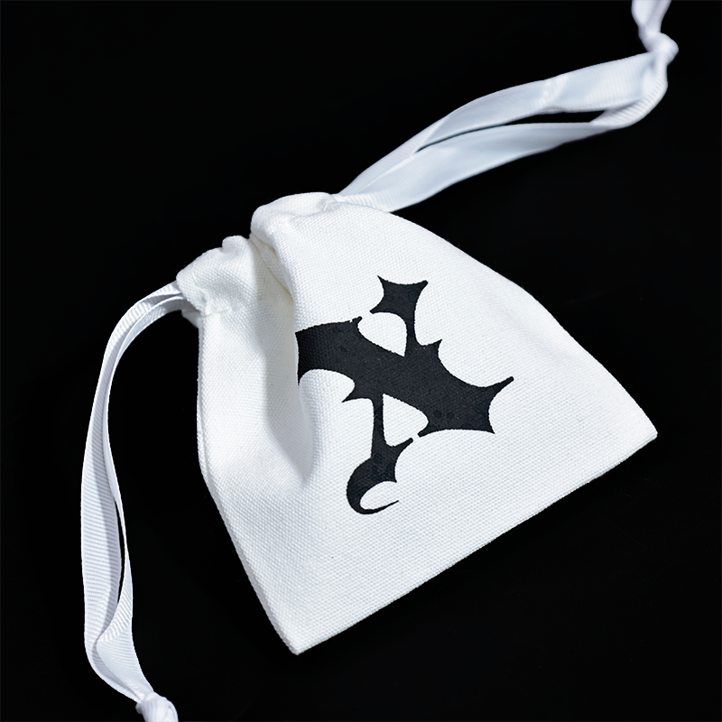 White small canvas drawstring bag