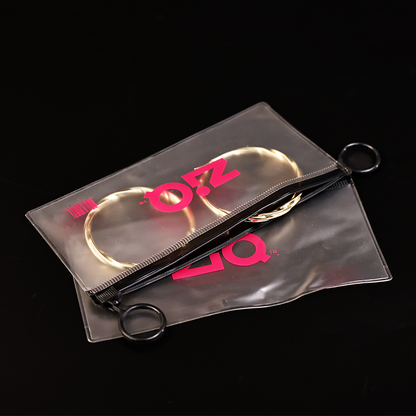 Long transparent frosted black ring zipper bag