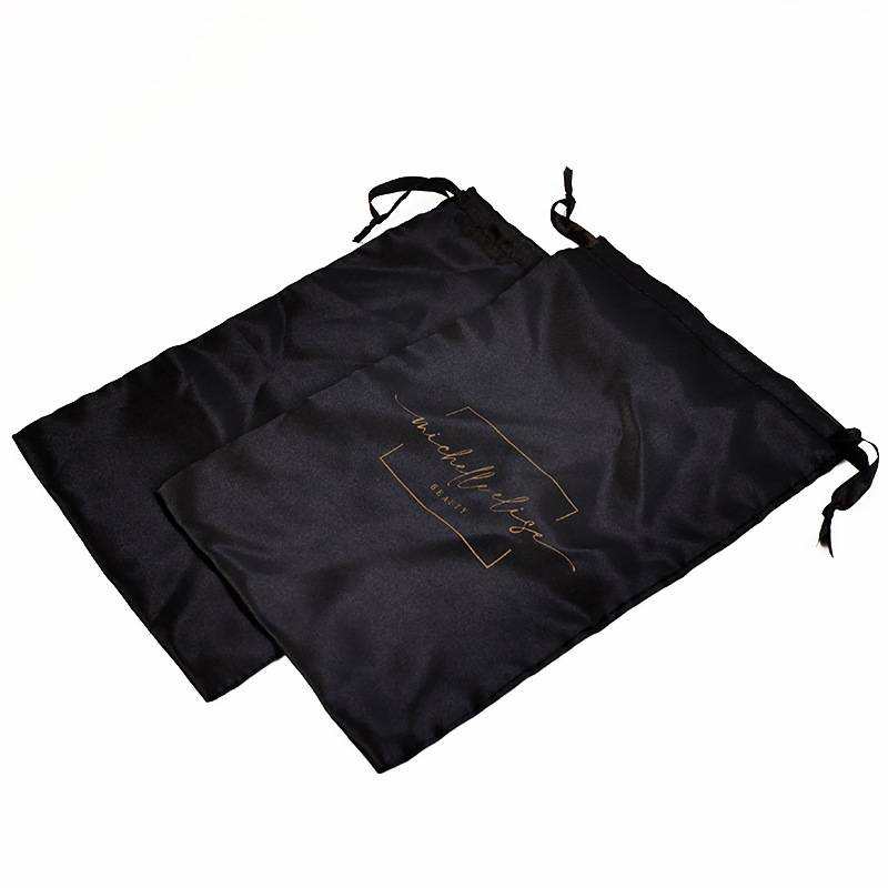 Black pattern gold-stamped drawstring bag