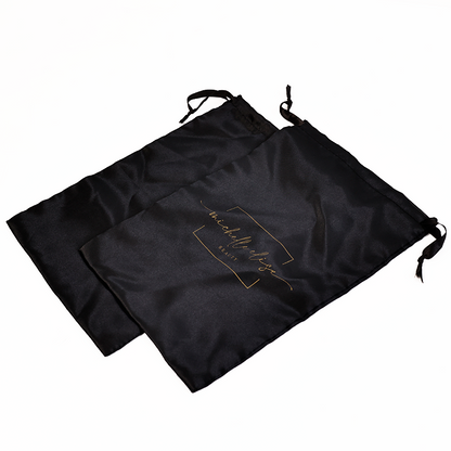 Black pattern gold-stamped drawstring bag
