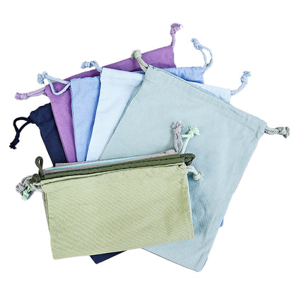 Teal cotton drawstring bag