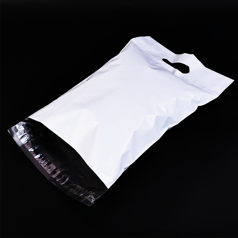 White long four-finger handle design self-adhesive courier bag