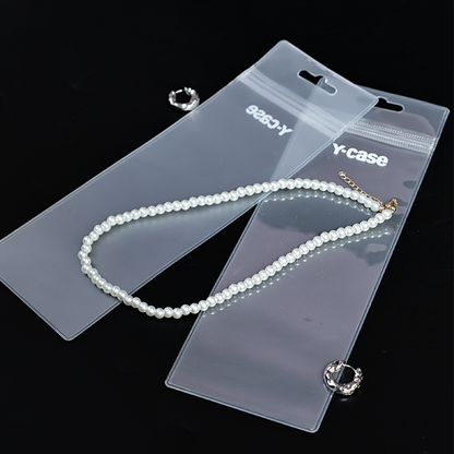 Long transparent frosted PVC zipper bag with hook