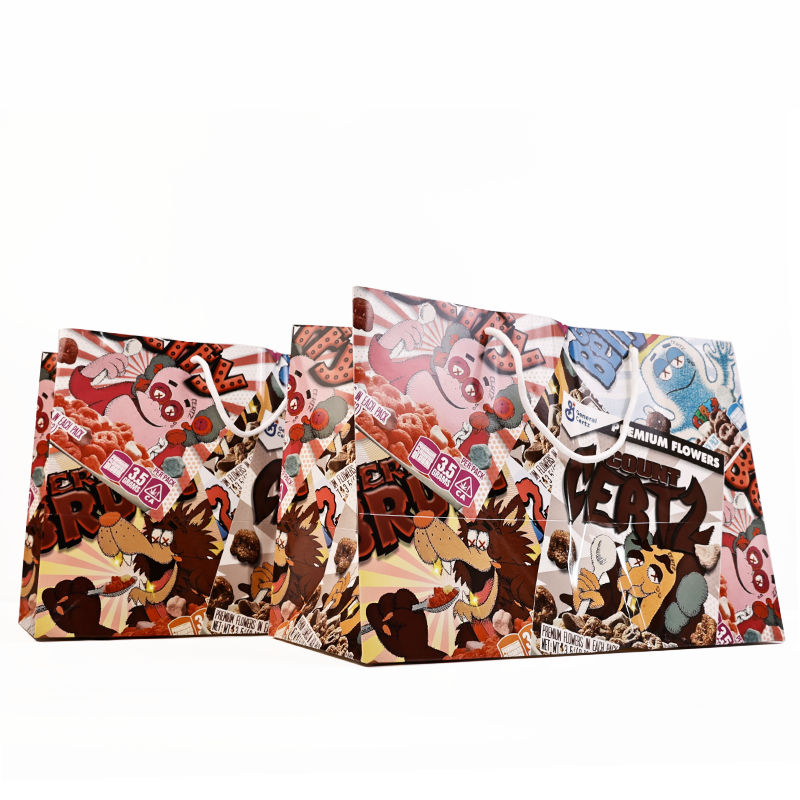 Full cartoon pattern color printing white card paper bag