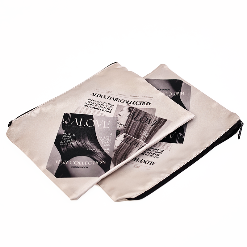 All over printed silk zipper bag