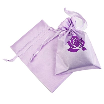 Purple satin drawstring bag