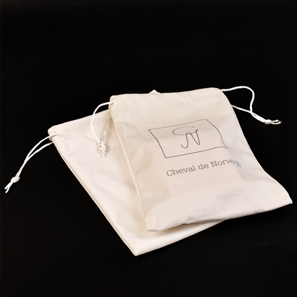 Light brown patterned silver flannel drawstring bag