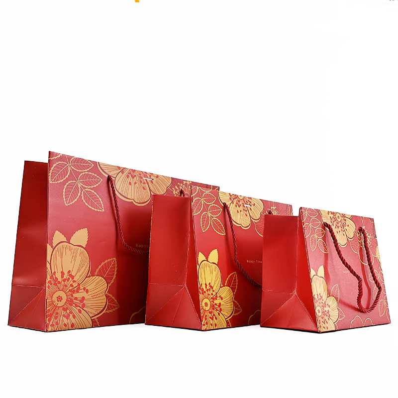Red and white cardboard bag same style multi-size set