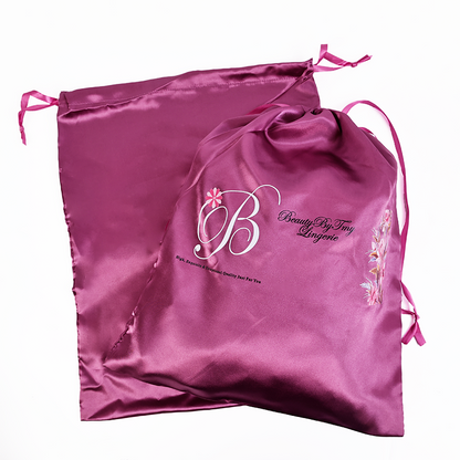 Purple Large Size Satin Drawstring Bag