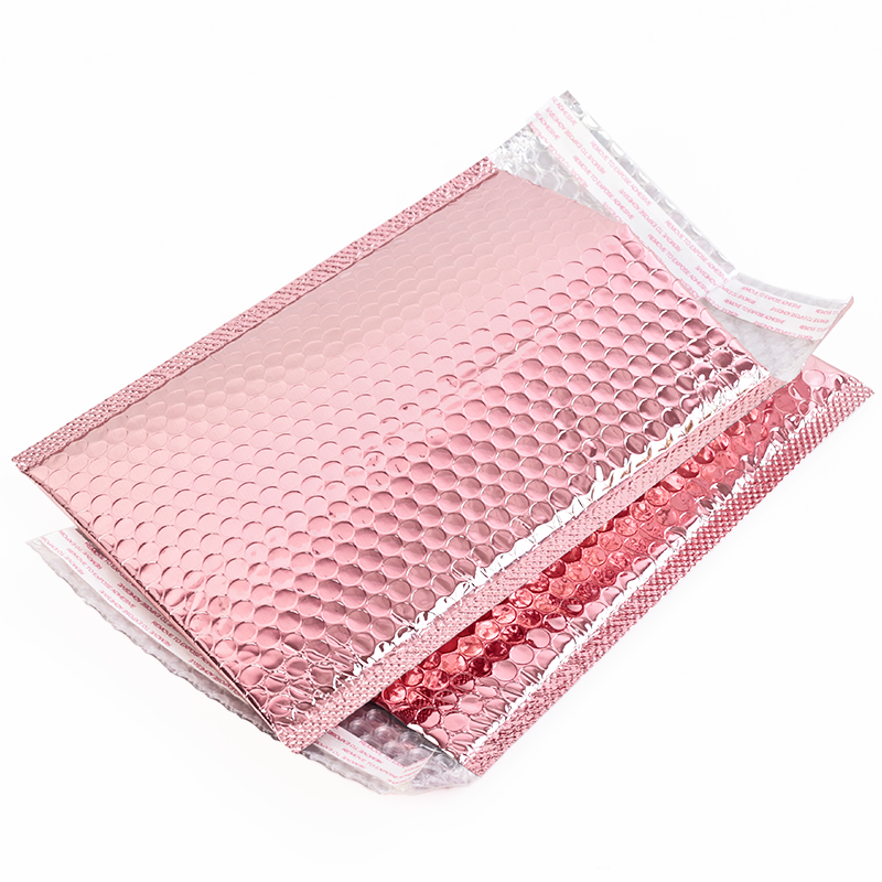 Pink gold self-adhesive aluminized bubble courier bag