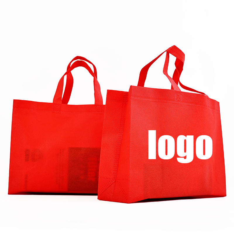 Red non-printed non-woven tote bag