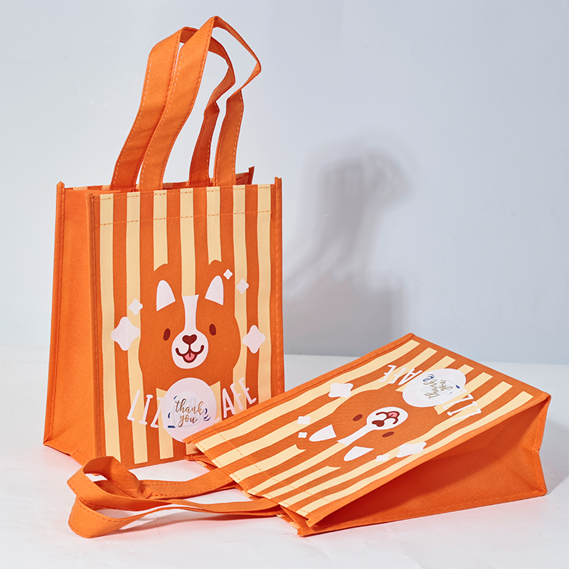 Orange full print non-woven tote bag