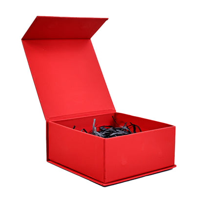 Red magnetic box with black embossing