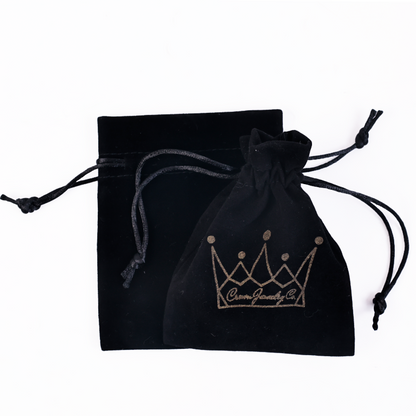 Black small size pattern gold foil velvet drawstring bag