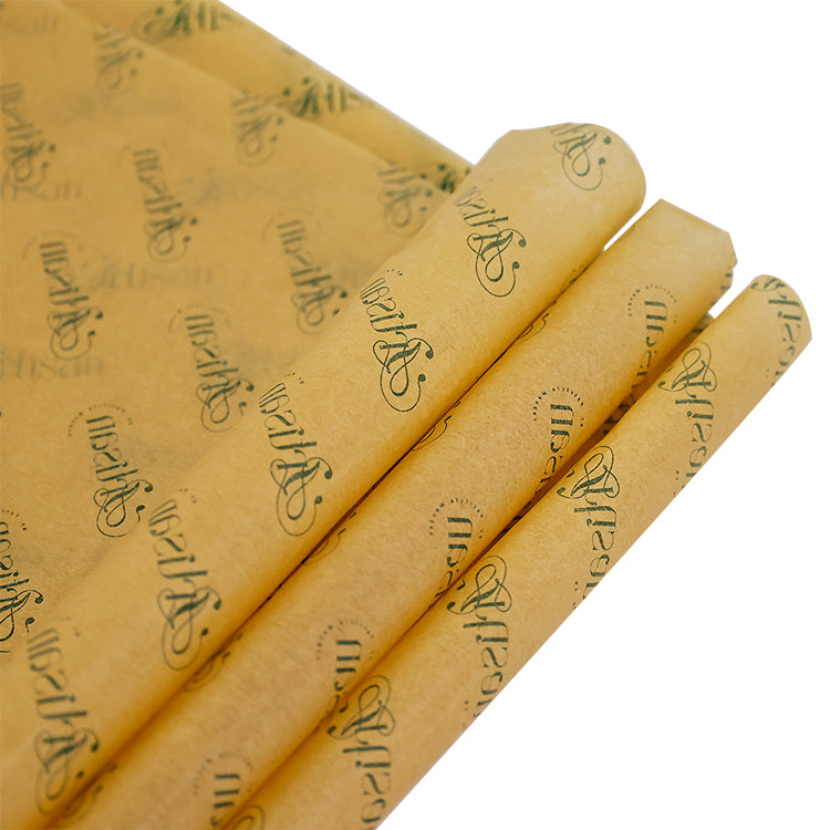Yellow wrapping paper pattern dark green printing