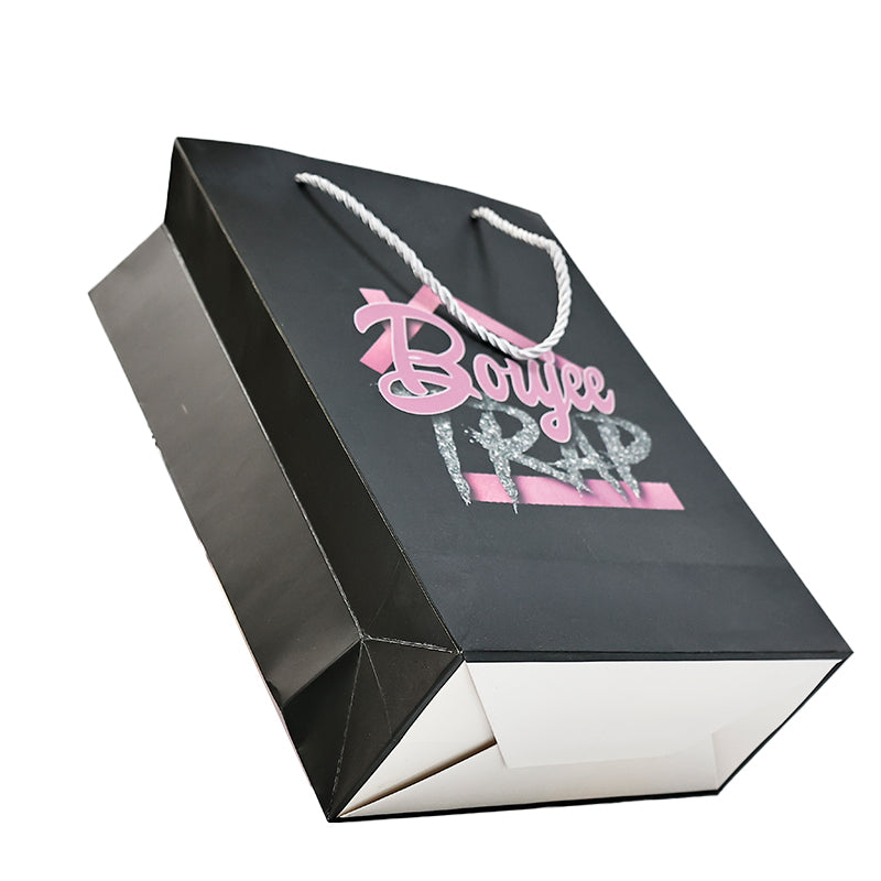 Black printed pink logo tote bag