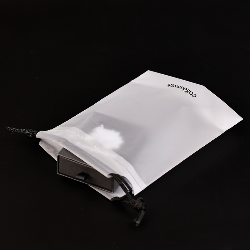 Transparent frosted bottom drawstring bag