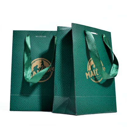 Green small size pattern gold stamping paper bag