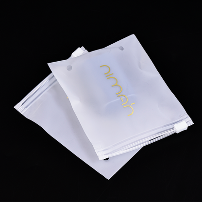 Small size white frosted pattern hot stamping zipper bag
