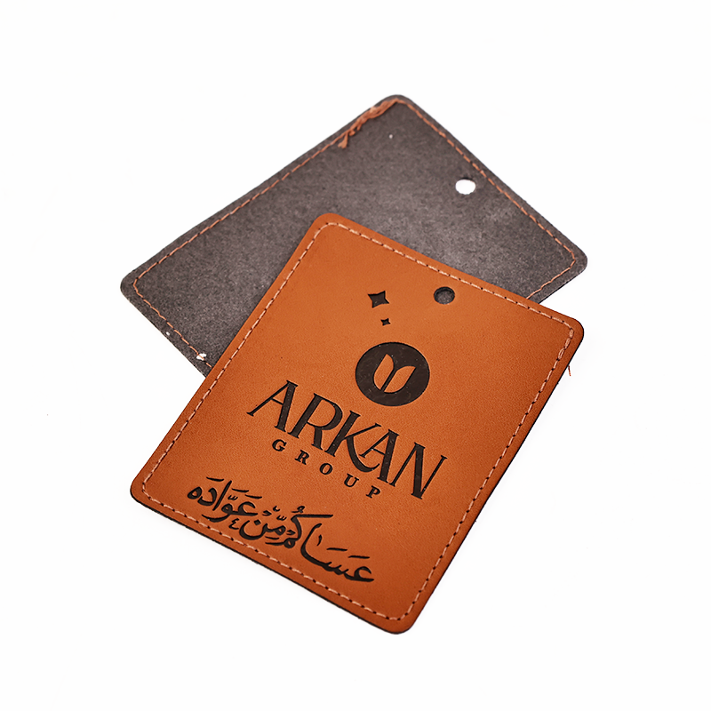 Brown embossed imitation leather hangtag