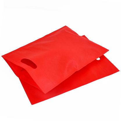 Red non-printed flat non-woven tote bag