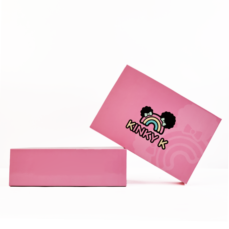 Pink silk folding magnetic box with built-in cloth