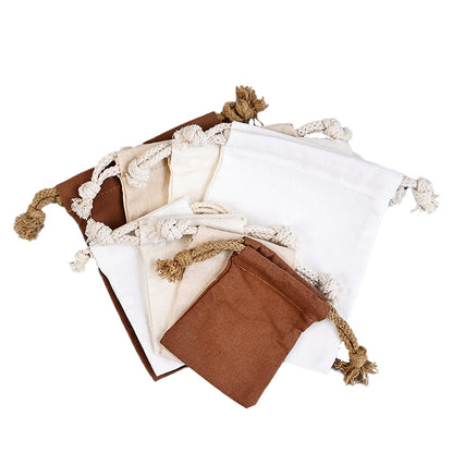 Brown drawstring cotton bag