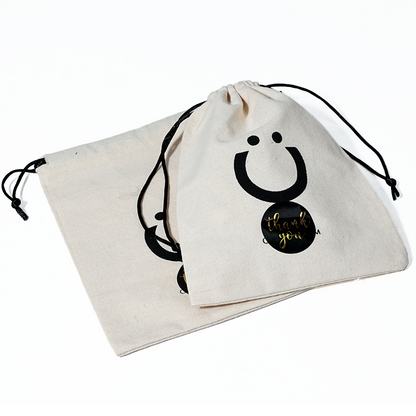 Off-white cotton drawstring bag