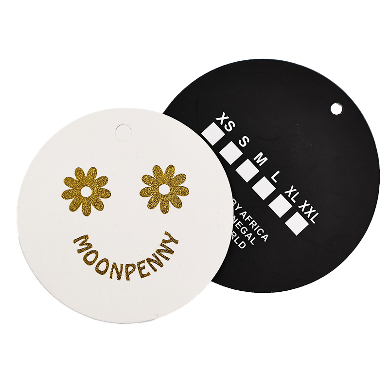 Round black and white hot stamping pattern hangtag