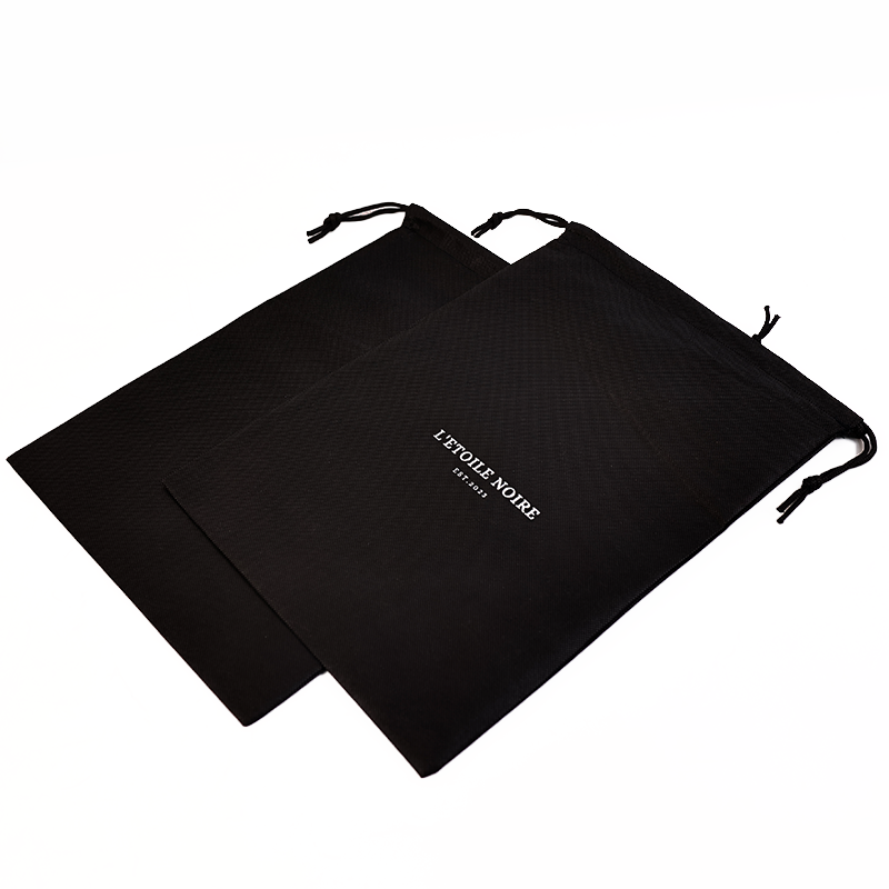 Black non-woven drawstring bag