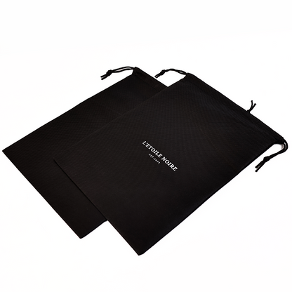 Black non-woven drawstring bag
