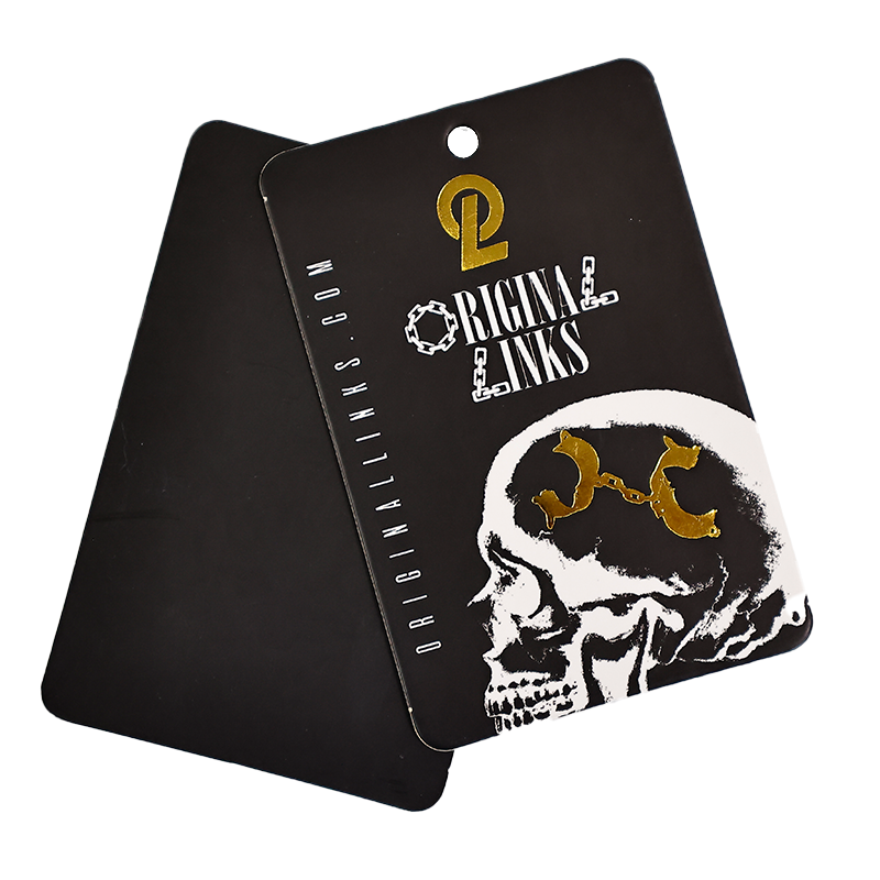 Black long gold stamping plus monochrome printing tag