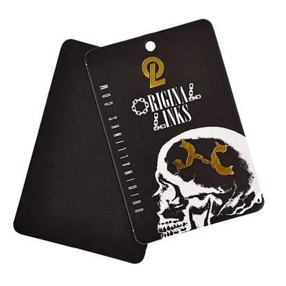 Black long gold stamping plus monochrome printing tag
