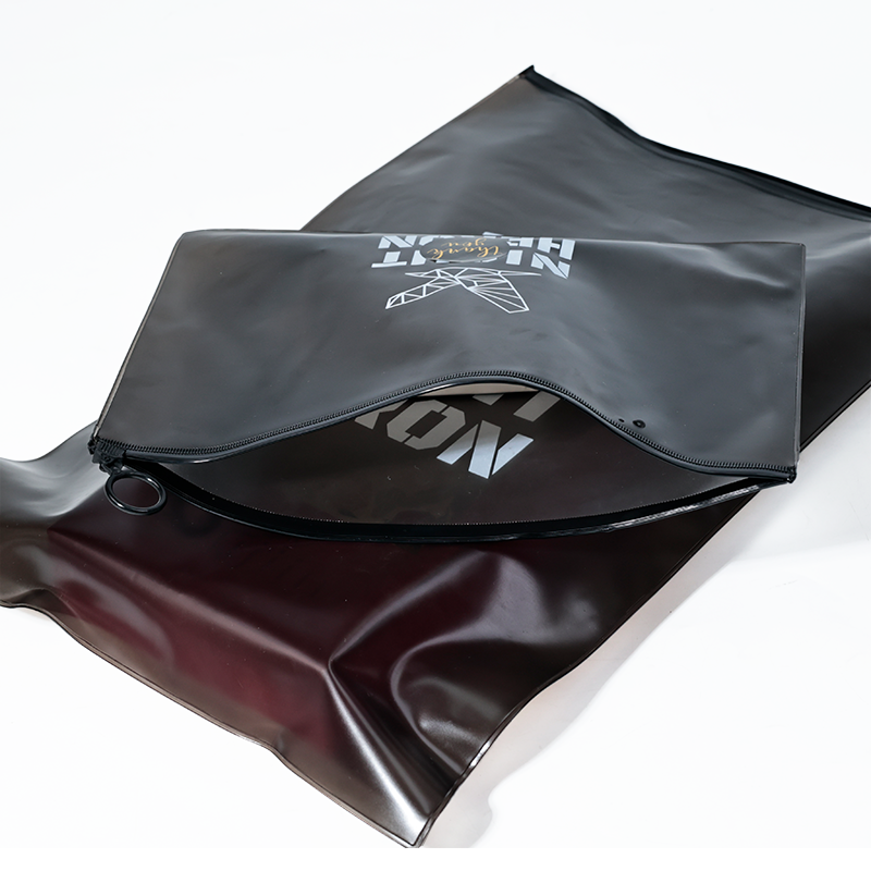 Black PVC frosted zipper bag in various sizes