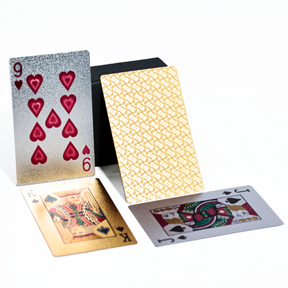 Gold and silver full-page glitter poker cards